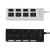 USB 2.0 Real High Speed ​​4 Port Four Power On/Off Switch LED USB Hub för PC Laptop Notebook Support 1TB HHD Flash Drive