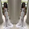 2017 Nova Sexy Barato Sereia Vestidos De Casamento Querida Lace Branco Apliques Frisada SweepTrain Sheer Ilusão Plus Size Formais Vestidos De Noiva