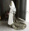 Camo Wedding Dresses with Veils Vintage Fashion Custom Made Chapel Train Cheap Bridal Gowns with Elbow Length Bridal veils Two Piece Set