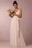 Потрясающие светло -розово -розовые платья подружки невесты смягчить длинные полы шифоновые v Шея Свадебные формальные платья с закрытием галстука в бабочках 248J
