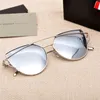 Women's Flat Lens Mirrored Metal Frame Glasses Oversized Cat Eye Sunglasses New