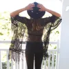 Venta al por mayor- Nueva llegada 2017 Primavera Verano Boho Mujeres Fringe Lace Kimono Cardigan White Tassels Beach Cover Up Cape Tops Blusas Abrigos básicos