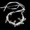 Fashion Copper Stop Kwiaty Kryształowe perełki Pearl Chain Łańcuchowe opaska do włosów Bridal Wedding Hair Akcesoria biżuterii