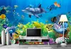 3D 벽지 사용자 정의 사진 비 짠 벽화 벽 스티커 산호 바다 세계 물고기 그림 그림 3D 벽 방 벽화 벽지