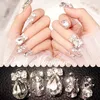 Wholesale- New 24 pieces(Pre-glue) Noble Elegant 3D Rhinestone Glitters Bling Decoration Long Fake false Acrylic Sticker Nail Tip With Glue