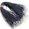 Black Wax Leather Snake Necklace 45cm 60cm Cord String Rope Wire Extender Chain with Lobster Clasp DIY Fashion jewelry component in Bulk