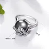 Trendy Rose Gold Color Ring Big Grey Pearl Women Leaf Bijoux à tendance Drop anel anillos anneis sagues féminine déclaration Jewe254i