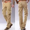 Gros-Mens Grande Taille Armée Vert Pantalon Cargo En Plein Air Pantalon Décontracté Mâle Multi-Poche Camouflage Pantalon Hommes Poches Pantalon KM1614