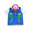 Hot Anime Ash Ketchum Trainer Costume Halloween Cosplay Unisen Shirt Jacket handskar hatt