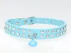50pcs/lot Fast shipping 2 Row Bling Crystal Rhinestone PU Leather Pet Collars Cat Dog Collar Neckla With bells