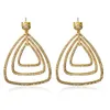 Remarkably! Gold plate With All White Small Cubic Zirconia,Triangle Shape Dangling Earrings