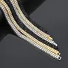 Punk Rock Two Rows Shiny Large Rhinestone Necklace Sets MIAMI CUBAN LINK Exaggerated Hip Hop Bling HIP-HOP Men Women Chains 3 Colors