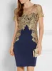 Sequins Brodery Women Sheath Dress Lace Patchwork Sexiga Mini Cocktail Klänningar 084A669