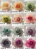 50PCS Lot Luxury Oil Color Silk Rose Heads Konstgjorda Satin Blue Rose Heads 4.2inch för utomhusblomma Väggbröllopsdekoration