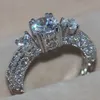 Victoria wieck drie stenen vintage sieraden 10kt wit goud gevuld topaas gesimuleerde diamant bruiloft engagemet ringen voor vrouwen geschenkmaat 5-11