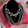 Wedding Bruids Jieraden Accessionaries Crystal Necklace Chain Faux Gemstone Shoulder Chain met Tassel Party Ornament HT1028873294