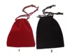 Red or Black Velveteen Gift Bag for Jewelry Velvet Fabric Drawstring Pouch Different Size Wholesale 100 Pieces
