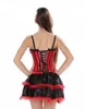 Women's Sexy Straps overbust Corset with cup Satin Lingerie Waist Body Slimming Bustier showgirl dance Mini Skirt S-2XL
