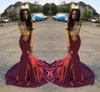 Charming African Style Off Shoulder Prom Dresses 2016 Gold And Burgundy Evening Gowns For Black Girls Long Sleeve Sweep Train Formal Dresses