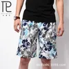 Pantaloncini da surf floreali argento Quick Dry all'ingrosso-maschio Pantaloncini da spiaggia da uomo a vita media corti Bermuda masculina de marca pantaloni sportivi da surf