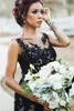 Vintage 2019 Black and Champagne Mermaid Wedding Dresses Gothic Sheer Neckline Lace Appliqued Long Bridal Gowns Custom Made EN82415