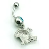 Body Piercing Fashion Belly Button Rings 316L Stainless Steel Dangle Rhinestone Skull Heart Navel Rings Jewelry