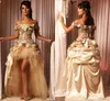 2023 Champagne HI Låg spetsblommor Quinceanera klänningar Prinsessan Victorian Masquerade Sweet 16 Years Dress Quinceanera klänning Ny ankomst