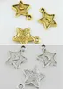300 Uds. Colgante de abalorios de luna y estrella de oro plateado para pulsera, fabricación de joyas de 15x11mm