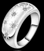 925 Sterling Silver Kvinnor Ring Diamantkristall Bröllopsblomma Ringar Vacker Söt Pretty Lady Smycken Partihandel
