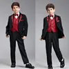 Custom Made Black Boy's Formal Occasion Children Wedding Suit Boys Attire Boy Suit Tuxedo Blazers 5 PCS Set F 1009