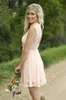 2019 Roze Kant Korte Bruidsmeisjes Jurken Junior Bruidsmeisje Bruiloft Jurken Landstijl Bruiloft Maid of Honour Jurken Custom Made