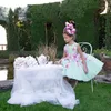 Mint Flower Meisjes Jurken Met Petal Applicaties Handgemaakte Bloemen Een lijn Meisjes Pageant Jurken Rits Terug Mooie Kids Verjaardag Jurk