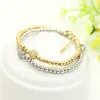 4mm Real Gold and Silver Plated Copper Beads with 8mm Clear Cz Beads Lobster Chain Bracelet Wholesale 10pcs/lot