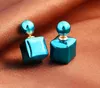 Mignon bonbon rayure cube boucles d'oreilles double face perle grosse boule boucles d'oreilles bijoux de mode bohème déclaration cadeaux pour les femmes livraison gratuite