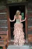 Hi-Lo rosa 2016 vestidos de baile com espartilho Corpete Querida Vestidos Sexy High Low Party / vestidos de baile com cristais / Rhinestones / Beading