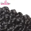 2 sztuk / partia Human Hair Extensions Brazylijski Remy Virgin Hair Wees Water Wave Duże Kręcone Rozszerzenie Włosów Włosów Pięciowo Natural Black