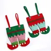 Weihnachtselfen-Hosenstrumpf aus Vliesstoff, Süßigkeitentüte für Kinder, Weihnachtsparty-Dekoration, Ornament, Geschenk ZA5052