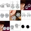 S925 Prata Brincos de coração fofo para mulheres Cristal natural Flores doces CLOVER ARETES OORBELLEN CROWN Designer Anéis de ouvido Earings Earring Jóias