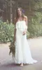 Boho Trouwjurk Vintage Volledige Kant Bruidsjurken Strand Garden Party Strapless Boheemse bruidsjurken jaren 1970 Bruiden Sweep Sweep Trein