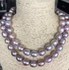 Noble Natural 11-12mm South Sea Purple Pearl Necklace 36inch 14k guldlås