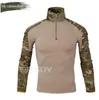 Wholesale Outdoor Camouflage Long Sleeve Frog Suit Men Sport Tops Tactical Tool Cargo t Shirt Army Military Combat Tee 7 Color