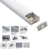 50 x 1m SETS / LOT PMMA COVER LED Aluminiumprofilkanal och U Extruderingsprofil för golv- eller taklampor