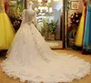 Luxury Crystal Wedding Dress 2023 Lace Beaded Tulle A-line Real Photo Ruffle Long Cathedral Train Sexy Backless Bling Wedding Bridal Gowns