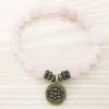 SN1107 Bracelet de quartz rose authentique Bracelet en laiton antique Om Bouddha Lotus Charm Bracelet Gift pour HER2308069