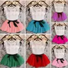 summer girls dress set Chiffon dresses for baby girl children fashion clothing short sleeve T-shirt tops+skirts 2pcs kids suit 7 colors