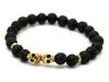 Nya produkter Partihandel Julklapp 10st / Parti 8mm Lava Stenpärlor Guld Silver Skull Yoga Bracelets Party Gift