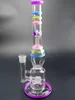 Beautiful Rainbow Glass Bong Dab Rig Water Pipe Tire Style Honeycomb Diffuser Percolator with Female Joint 18mm Height 14inch glass bongs f