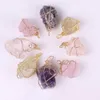 Natural Amethyst Citrine Jade Fluorite Rose Quartz Rock Crystal Pendant New Romantic Irregular Wire Wrap Raw Stone Beads Necklace for Women