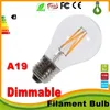 Super Bright E27 E27 A19 Edison Estilo Vintage Retro Cob LED Filament Lâmpada Lâmpada Lâmpada Quente Branca 85-265V Retro LED Bulbo de Filamento