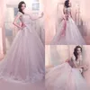 Dreamy Design Lace Princess Bröllopsklänningar med Bow 2017 Cap Sleeve A Line Tulle Bridal Gowns Open Back Bröllopsklänningar Anpassad